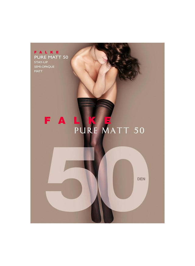 Black - Falke Pure Matt 50 Stay Up Stockings | Fleur du Mal - DEMO