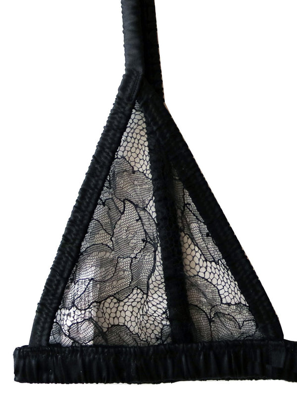 Black - Rose Lace Triangle Bra | Fleur du Mal - DEMO