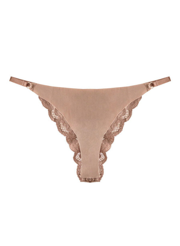 Tan - Charlotte Lace Seamless String Cheeky | Fleur du Mal - DEMO