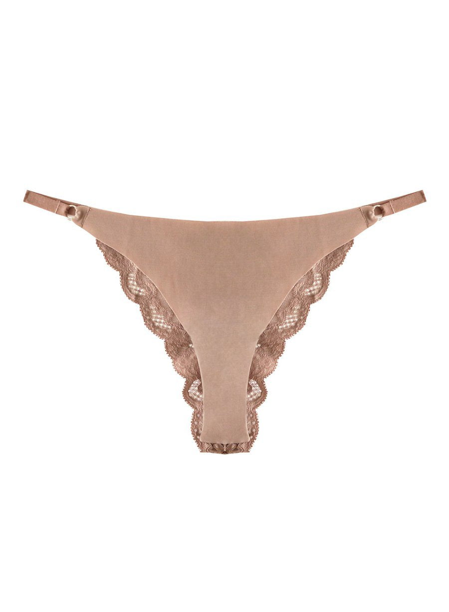 Tan - Charlotte Lace Seamless String Cheeky | Fleur du Mal - DEMO