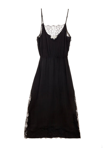 Black - Rose Lace Appliqué Slip | Fleur du Mal - DEMO