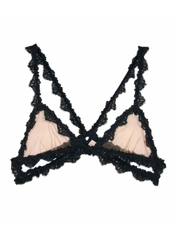 Blush/black - Lace Bondage Triangle Bra | Fleur du Mal - DEMO