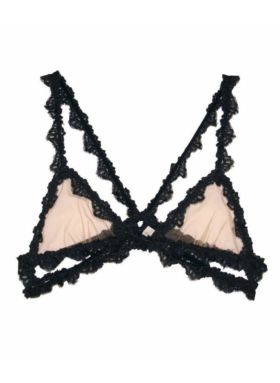 Blush/black - Lace Bondage Triangle Bra | Fleur du Mal - DEMO