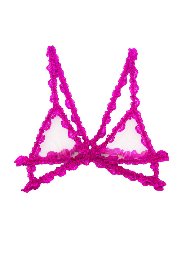 Fuchsia - Lace Bondage Triangle Bra | Fleur du Mal - DEMO