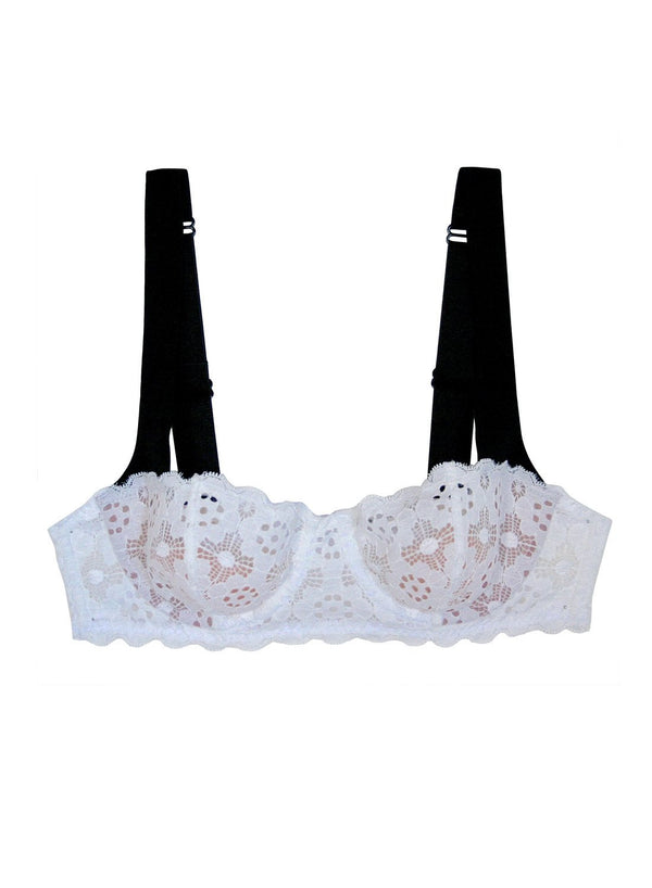 White - Crochet Lace Balconette Bra | Fleur du Mal - DEMO