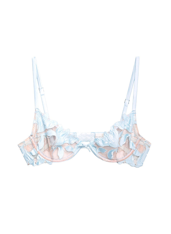 Glacier - Lily Embroidery Plunge Demi Bra | Fleur du Mal - DEMO