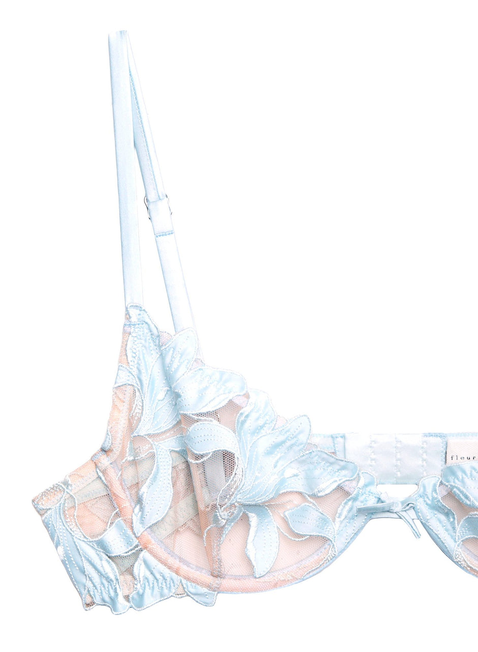 Glacier - Lily Embroidery Plunge Demi Bra | Fleur du Mal - DEMO