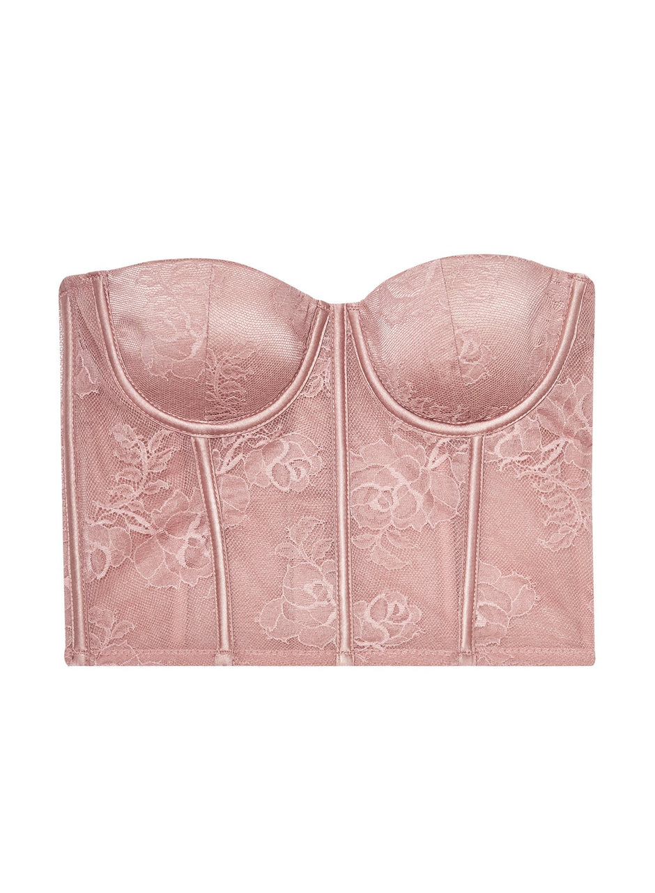 Rosewater - Bouquet Lace Strapless Bustier Top | Fleur du Mal - DEMO