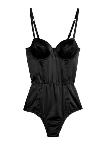 Black - Satin Bullet Bodysuit | Fleur du Mal - DEMO