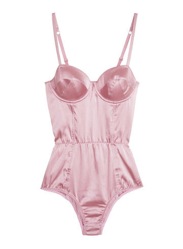 Rose pink - Satin Bullet Bodysuit | Fleur du Mal - DEMO