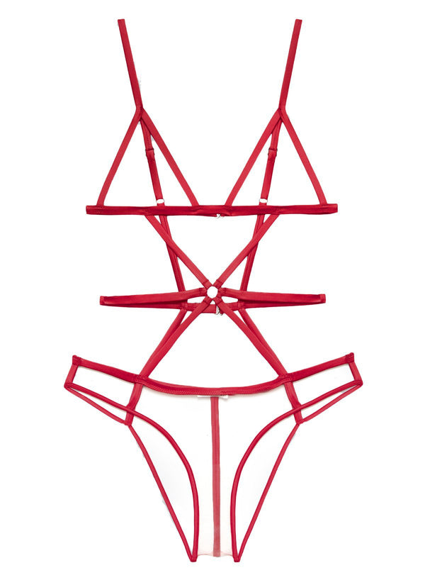 Rouge - Strappy Bondage Bodysuit | Fleur du Mal - DEMO