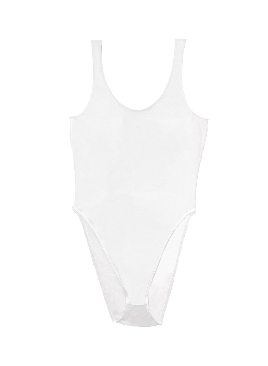 White - Scoop Neck High Leg Cotton Bodysuit | Fleur du Mal - DEMO