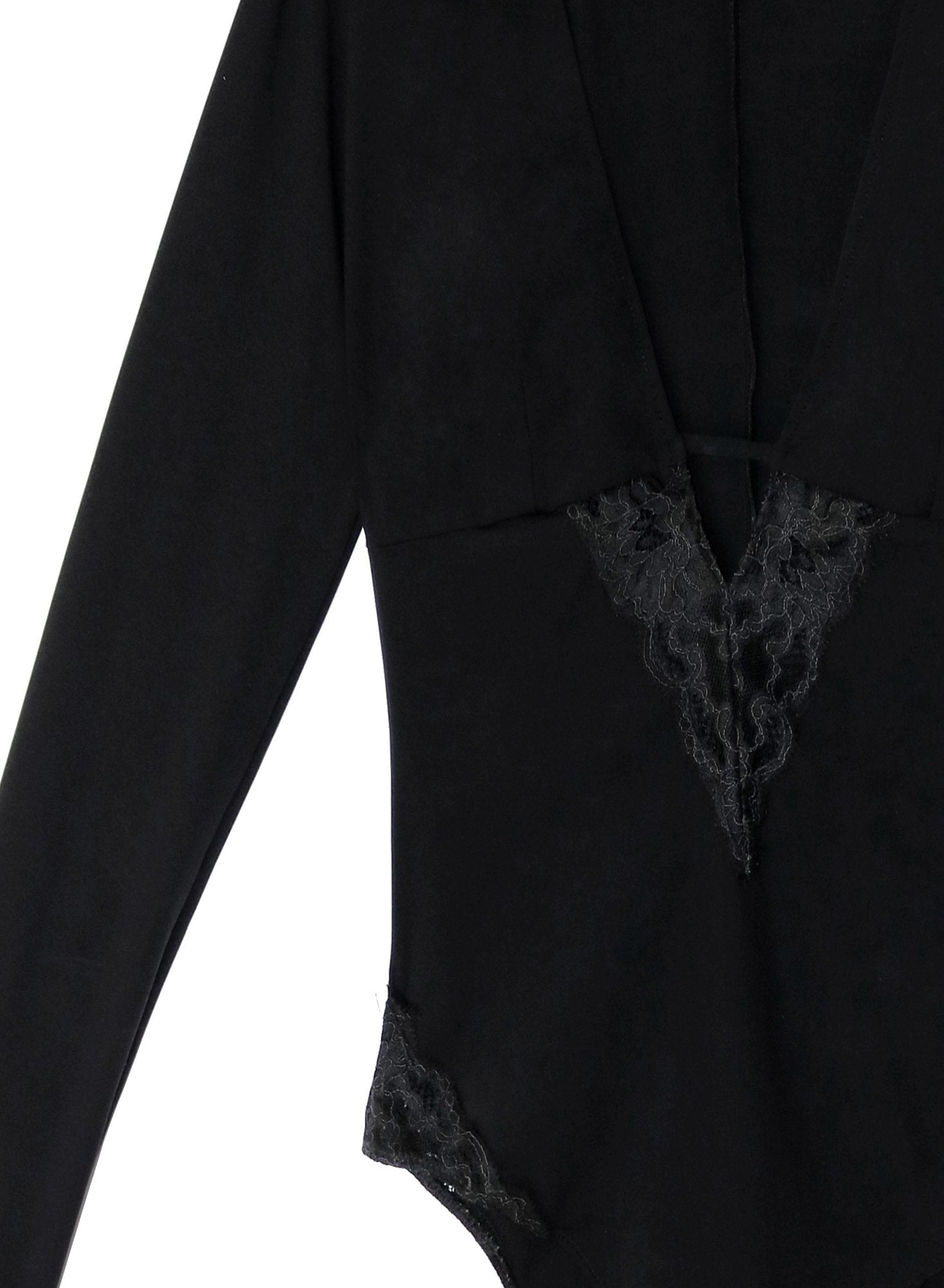 Chateau Lace Trim Long Sleeve V-Neck Bodysuit