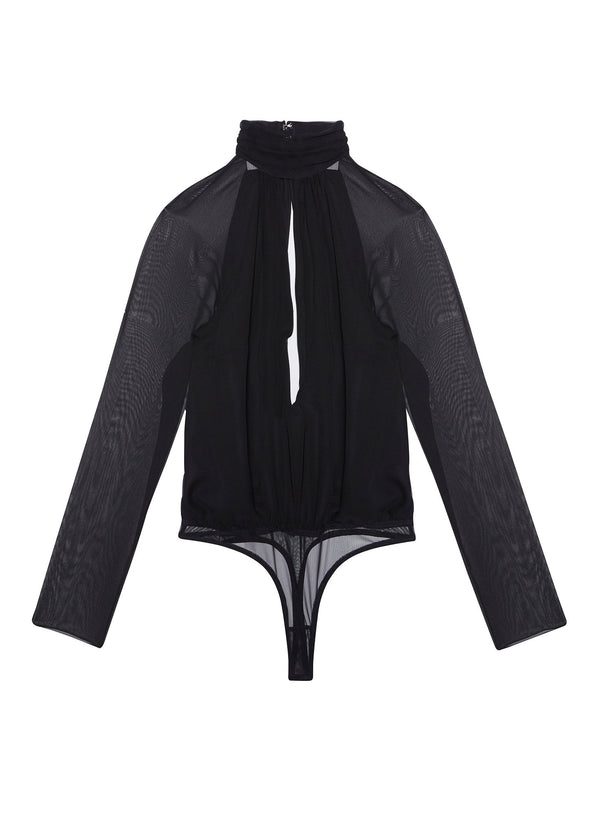 Black - Long Sleeve Keyhole Bodysuit | Fleur du Mal - DEMO