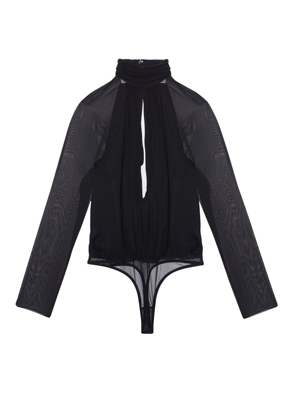 Black - Long Sleeve Keyhole Bodysuit | Fleur du Mal - DEMO