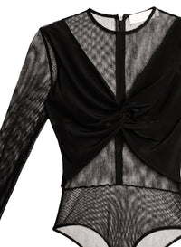 Silk & Mesh Twist Front Bodysuit