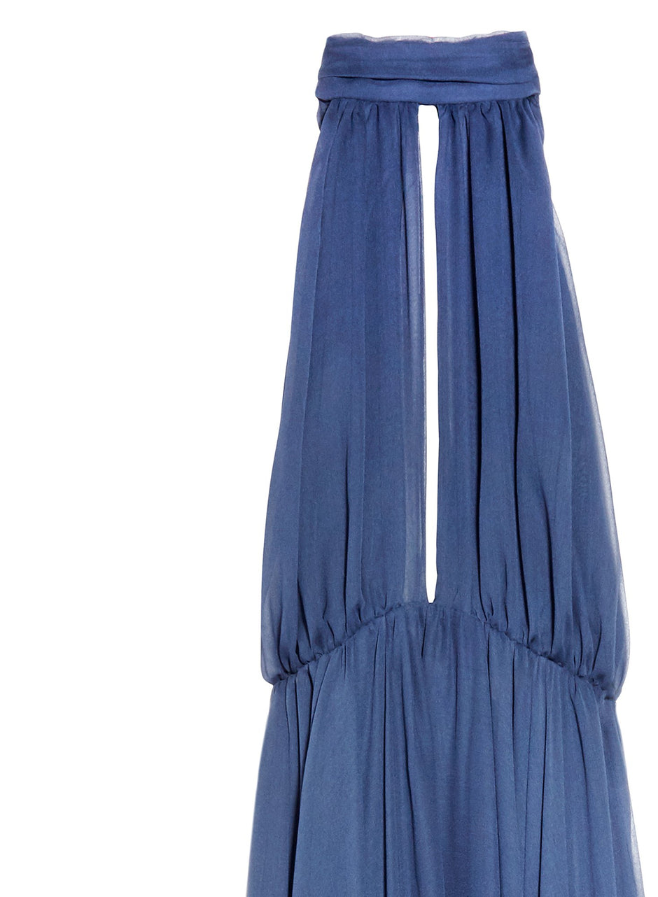 Caspian blue - Keyhole Gathered Dress | Fleur du Mal - DEMO