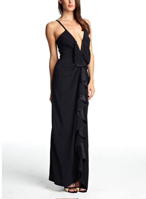 Black - Fleur du Soir Satin Gown | Fleur du Mal - DEMO