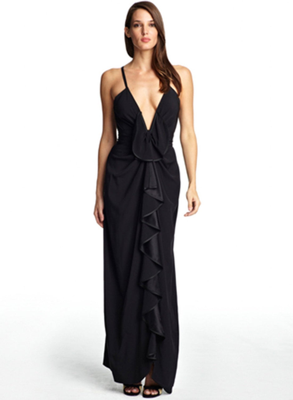 Black - Fleur du Soir Satin Gown | Fleur du Mal - DEMO