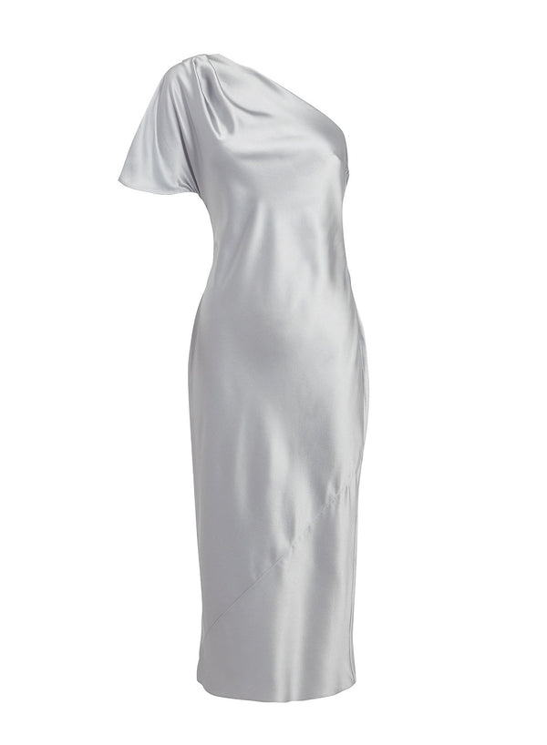 Dark platinum - One Shoulder Bias Slip Dress | Fleur du Mal - DEMO