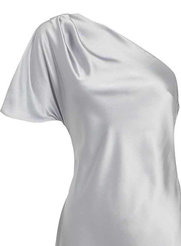 Dark platinum - One Shoulder Bias Slip Dress | Fleur du Mal - DEMO