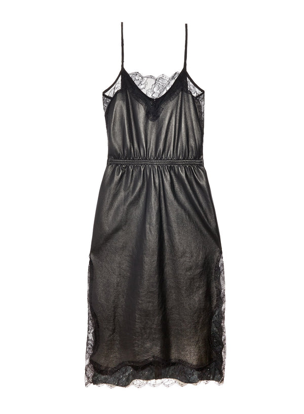 Black - Leather Rose Lace Dress | Fleur du Mal - DEMO