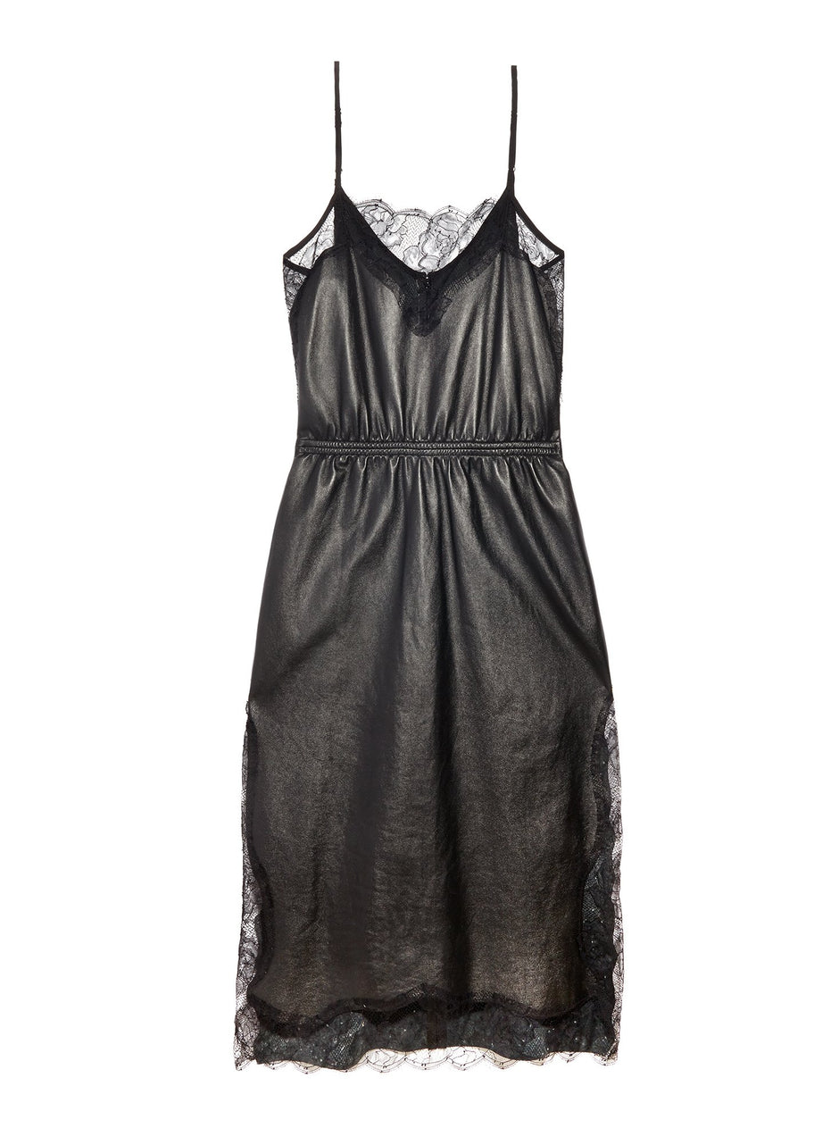 Black - Leather Rose Lace Dress | Fleur du Mal - DEMO