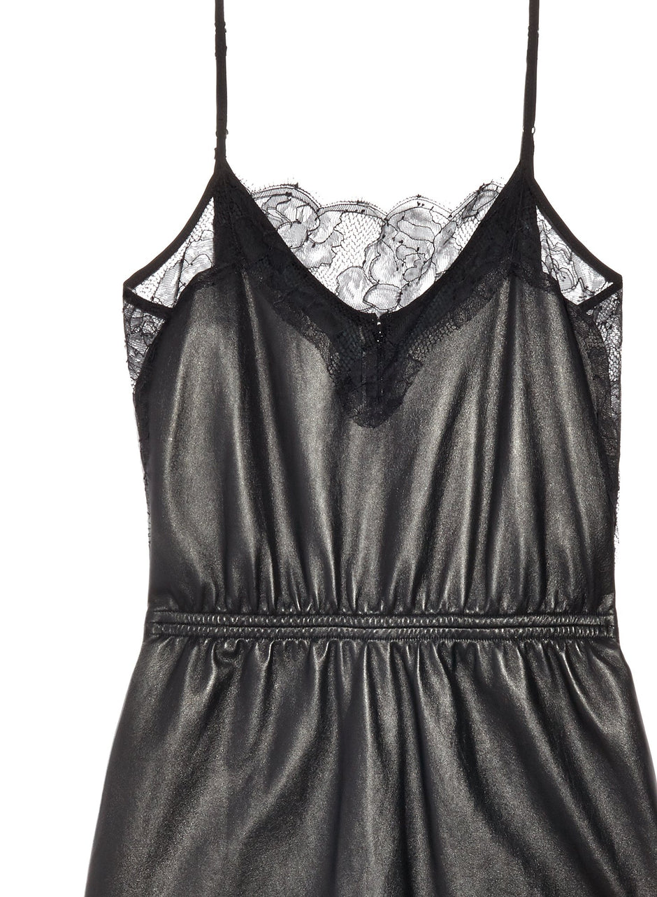 Black - Leather Rose Lace Dress | Fleur du Mal - DEMO