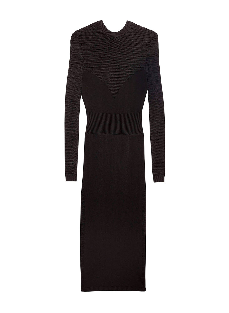 Black - Long Sleeve Knit Dress | Fleur du Mal - DEMO