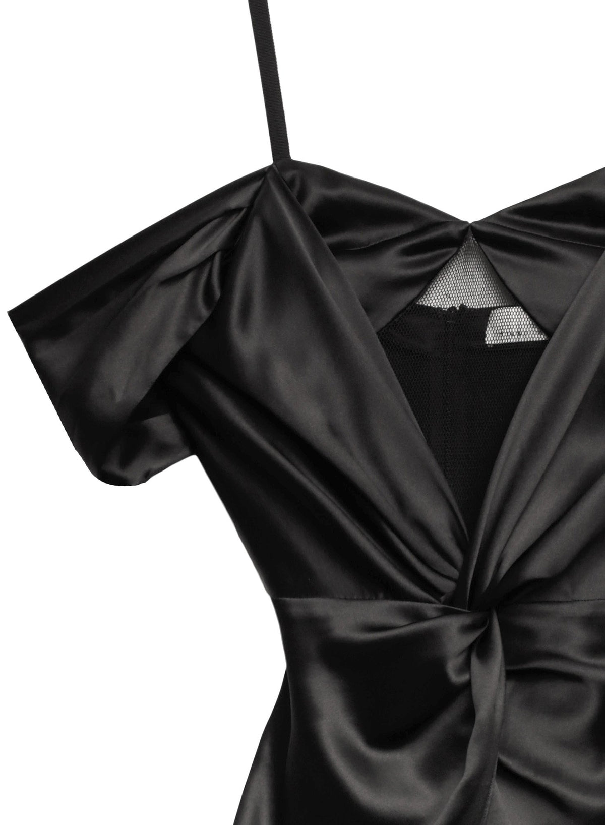 Silk & Mesh Draped Dress