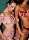 Bow Embroidery Ruched Top