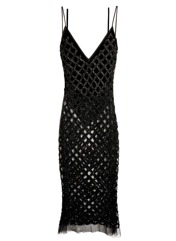 Black - Embroidered Slip Dress with Bodysuit | Fleur du Mal - DEMO