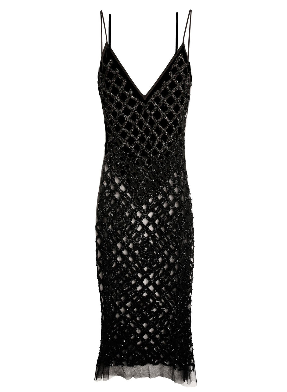 Black - Embroidered Slip Dress with Bodysuit | Fleur du Mal - DEMO