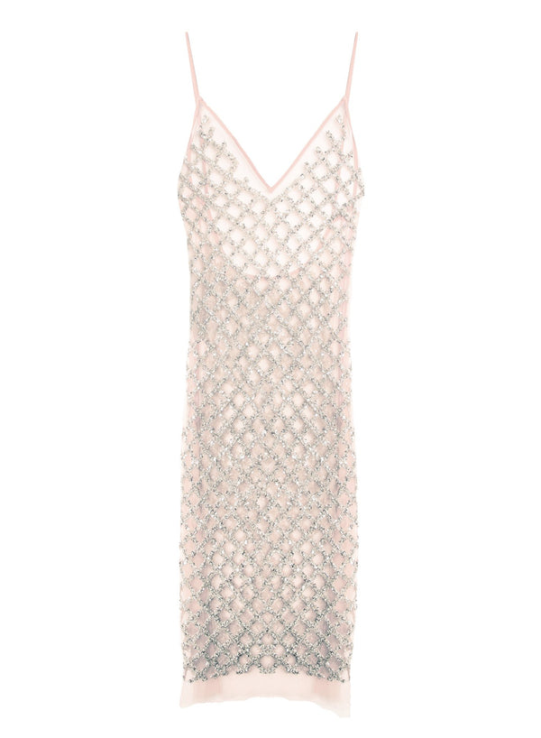 Silver - Embroidered Slip Dress with Bodysuit | Fleur du Mal - DEMO