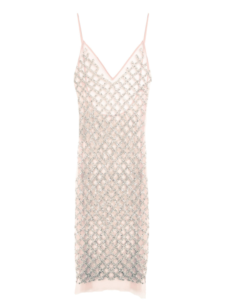 Silver - Embroidered Slip Dress with Bodysuit | Fleur du Mal - DEMO