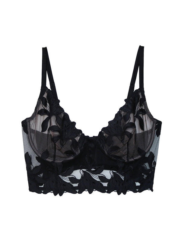 Black - Fleur du Mal x Precious Lily Longline Demi Bra | Fleur du Mal - DEMO