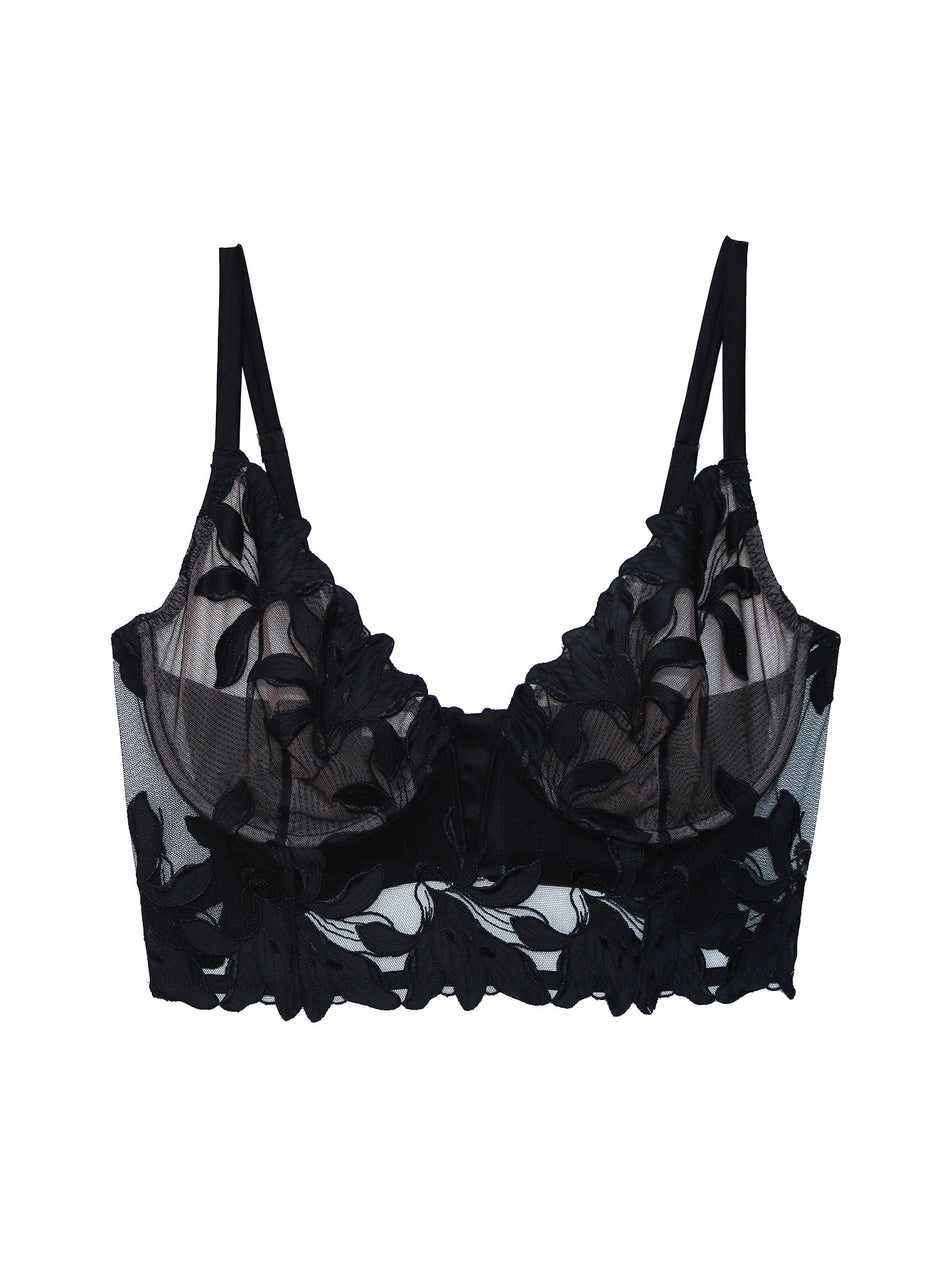 Black - Fleur du Mal x Precious Lily Longline Demi Bra | Fleur du Mal - DEMO