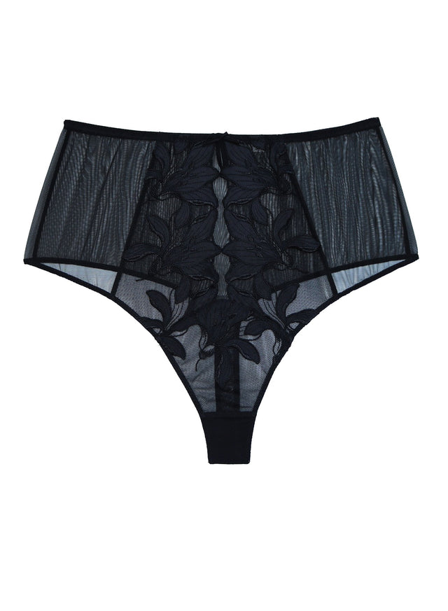 Black - Fleur du Mal x Precious Lily High Waist Thong | Fleur du Mal - DEMO