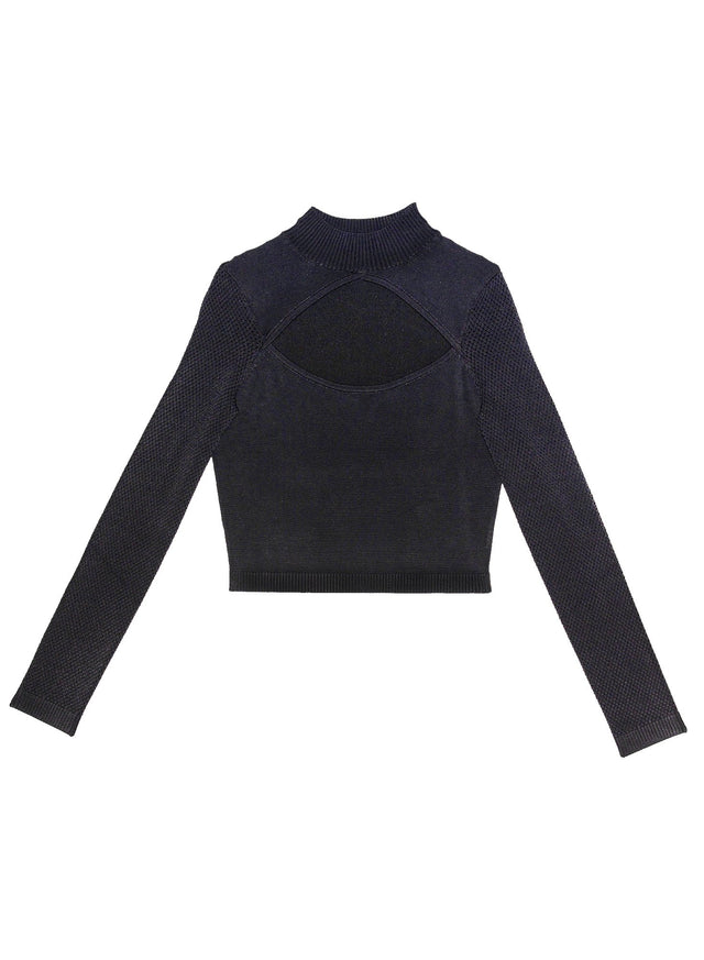Black - Cutout Knit Top | Fleur du Mal - DEMO