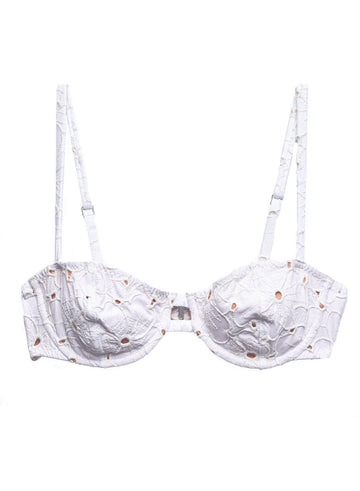 Ivory - Floral Eyelet Balconette Top | Fleur du Mal - DEMO