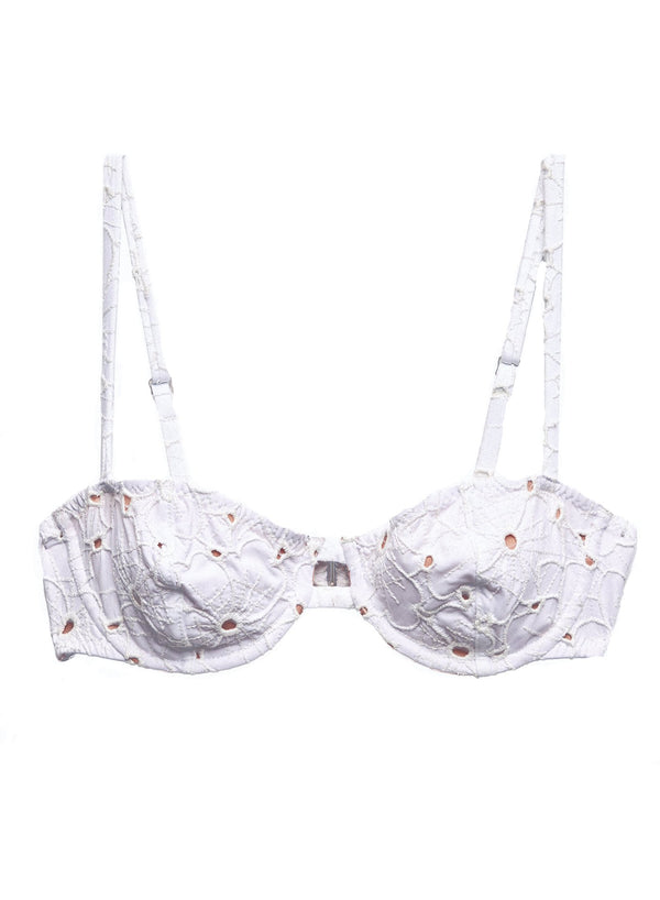 Ivory - Floral Eyelet Balconette Top | Fleur du Mal - DEMO
