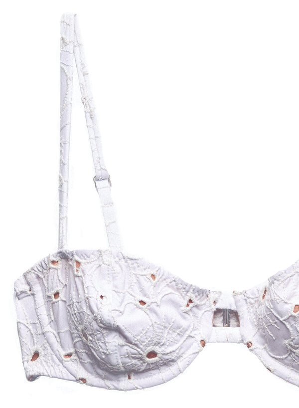 Ivory - Floral Eyelet Balconette Top | Fleur du Mal - DEMO