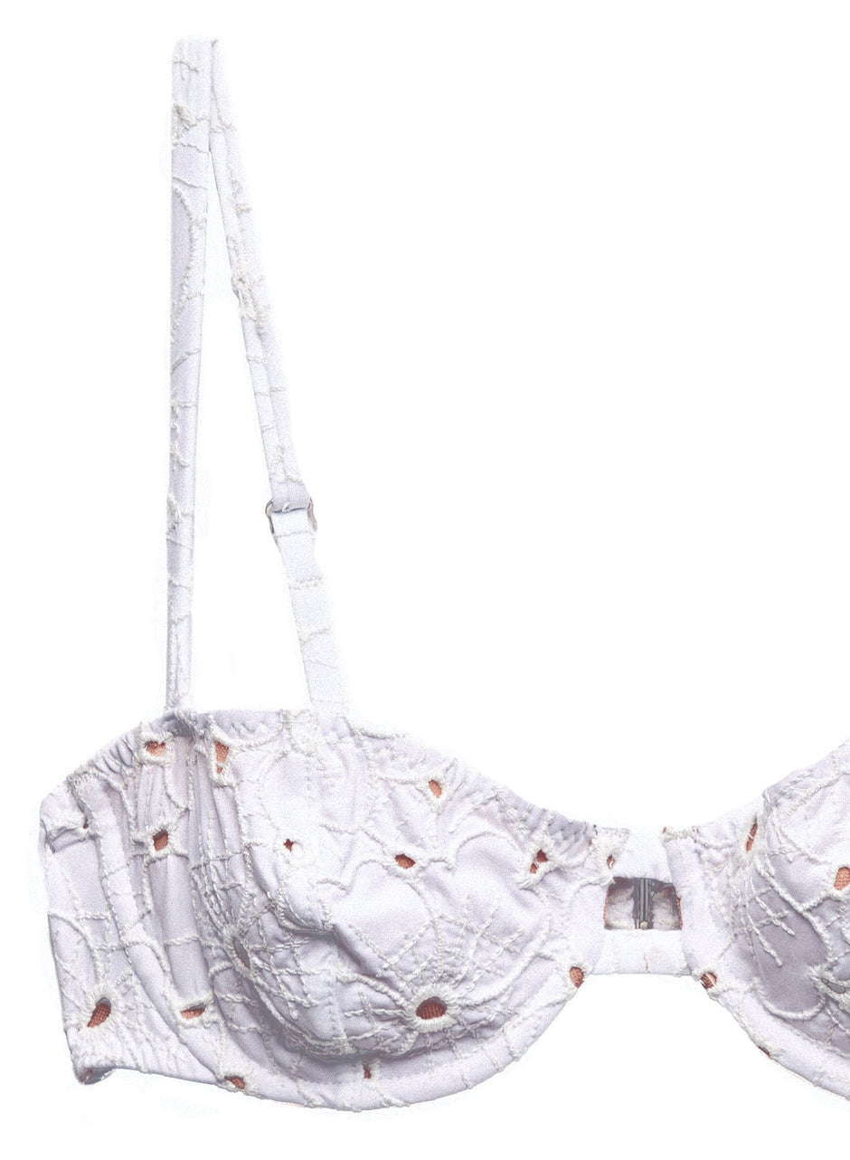 Ivory - Floral Eyelet Balconette Top | Fleur du Mal - DEMO