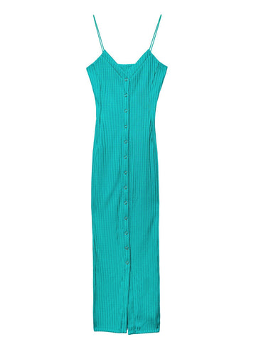 Monaco green - Front Snap Jersey Dress | Fleur du Mal - DEMO
