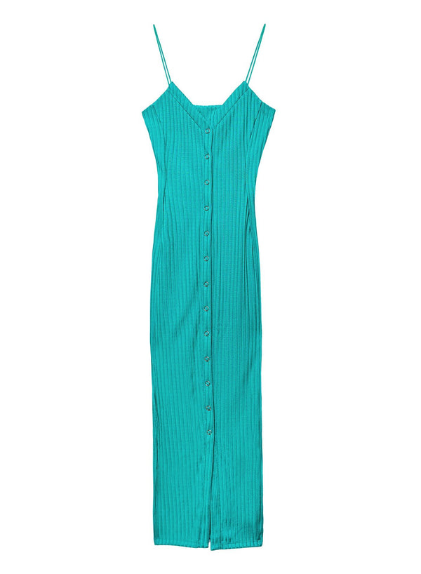Monaco green - Front Snap Jersey Dress | Fleur du Mal - DEMO