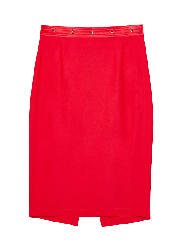 Red poppy - Grommet Pencil Skirt | Fleur du Mal - DEMO