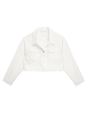 Blanc - Eyelet Cropped Jacket | Fleur du Mal - DEMO