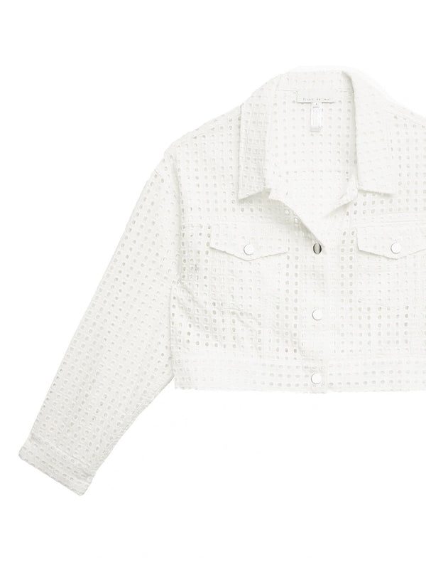 Blanc - Eyelet Cropped Jacket | Fleur du Mal - DEMO