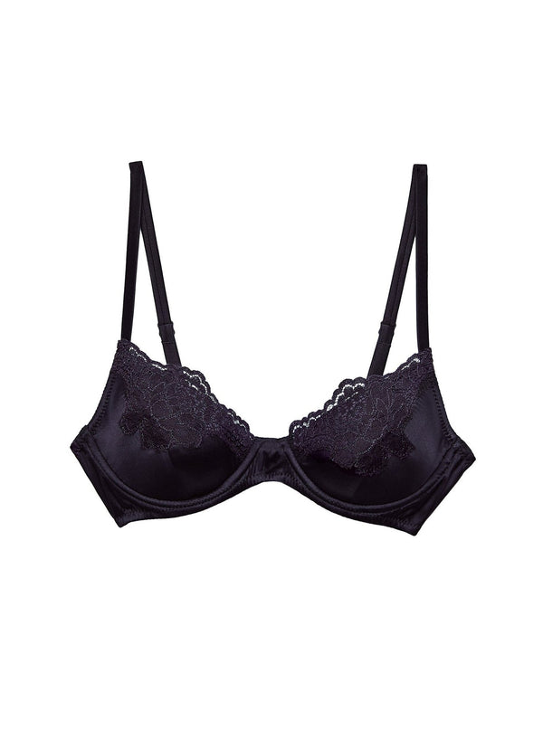 Black - James Lace Lined Demi Bra | Fleur du Mal - DEMO