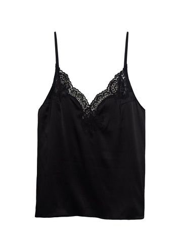 Black - James Lace Trim Cami | Fleur du Mal - DEMO